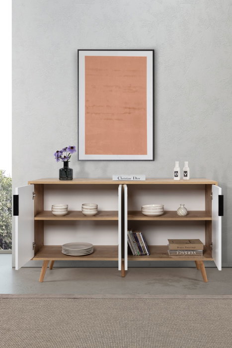 Hanah Home Sırma 4515 Consola Roble Zafiro y Blanco